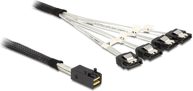 Cabluri - Cablu Mini SAS HD SFF 8643 tata la 4 x SATA 7 Pin mama 0.5 m - 83392