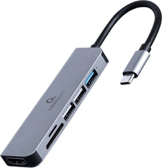 Gembird Station/Replicator Adaptor multiport USB-C 6in1, HDMI, USB 3.1, USB 2.0x2, cititor de carduri