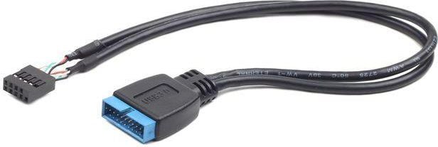 Cablu si adaptor pentru PC Gembird CC-U3U2-01, USB 2.0 de 9 pini la USB 3.0 de 19 pini, 30 cm, Negru