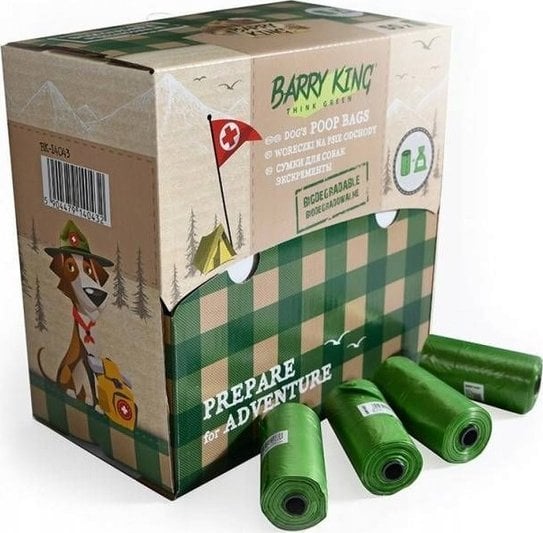 Genți Barry King pentru caca de câine, 50 rulouri x 20 buc, verzi, biodegradabile