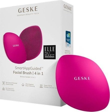 Perie de curățare facială Geske 4in1 cu aplicație (magenta)roz