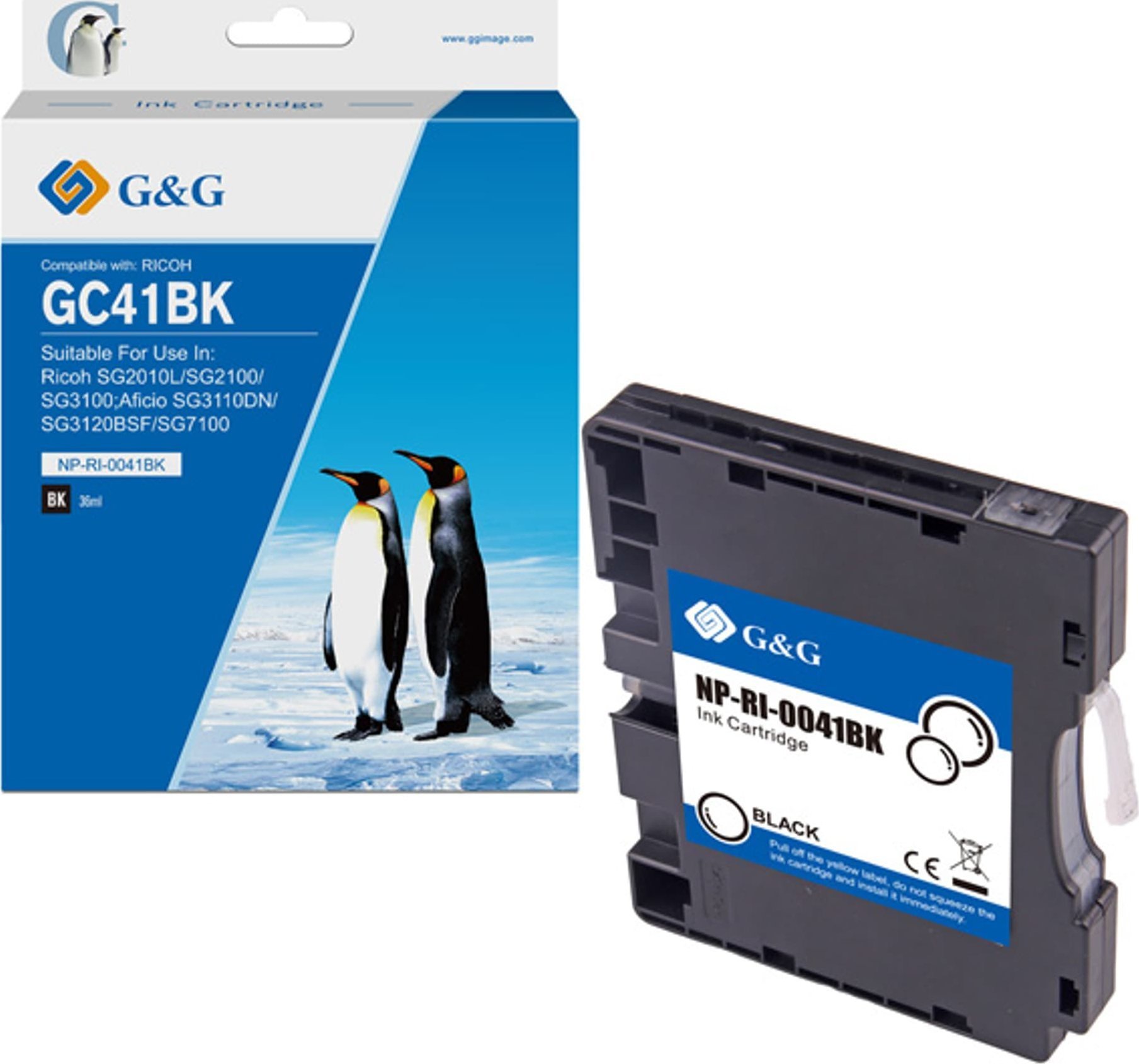 G&G Cerneală/cerneală compatibilă G&G cu 405765, neagră, 600s, NP-RI-0041BK, pentru Ricoh AFICIO SG 3100, SG 3110