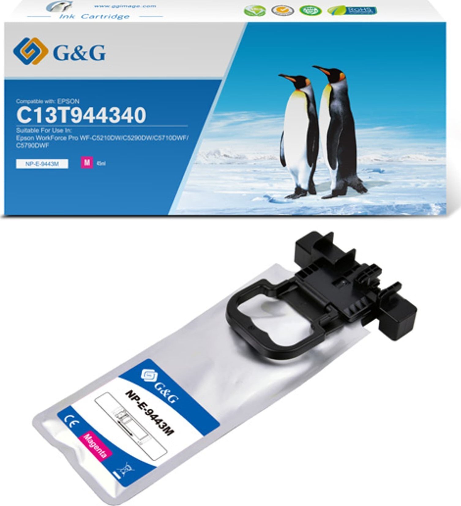 G&G Cerneală/cerneală compatibilă G&G cu C13T944340, magenta, 3000s, NP-E-9443M, pentru Epson WF-C5210, C5290, C5710, C5790