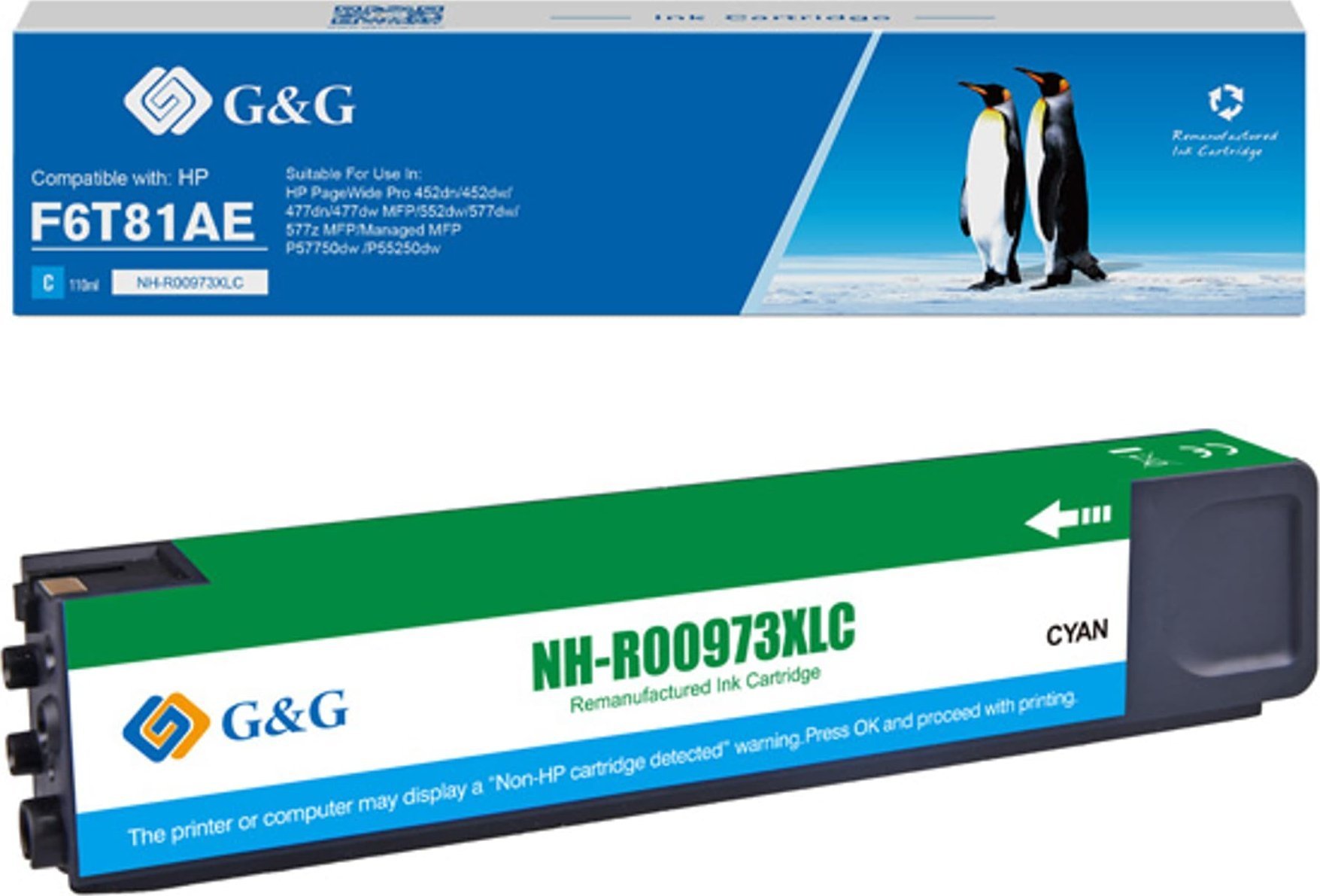 G&amp;G Cerneală/cerneală compatibilă G&amp;G cu F6T81AE, cyan, 7000s, NH-R00973XLC, pentru HP PageWide Pro 452, Pro 477