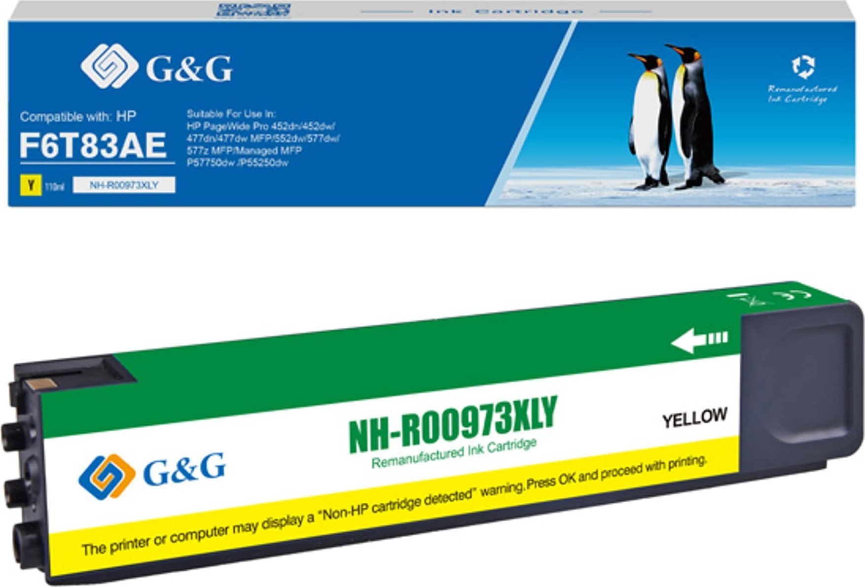 G&G Cerneală/cerneală compatibilă G&G cu F6T83AE, galben, 7000s, NH-R00973XLY, pentru HP PageWide Pro 452, Pro 477