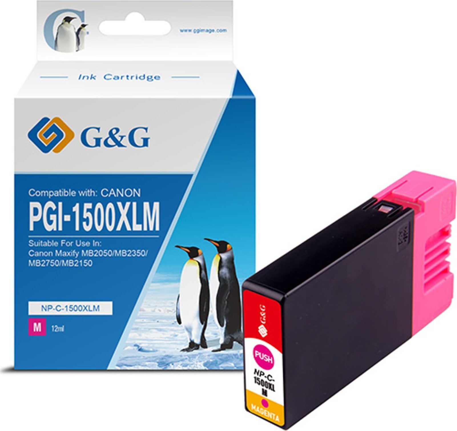 G&amp;G Cerneală/cerneală compatibilă G&amp;G cu PGI 1500XL, magenta, NP-C-1500XLM/C, pentru Canon MAXIFY MB2050, MB2350
