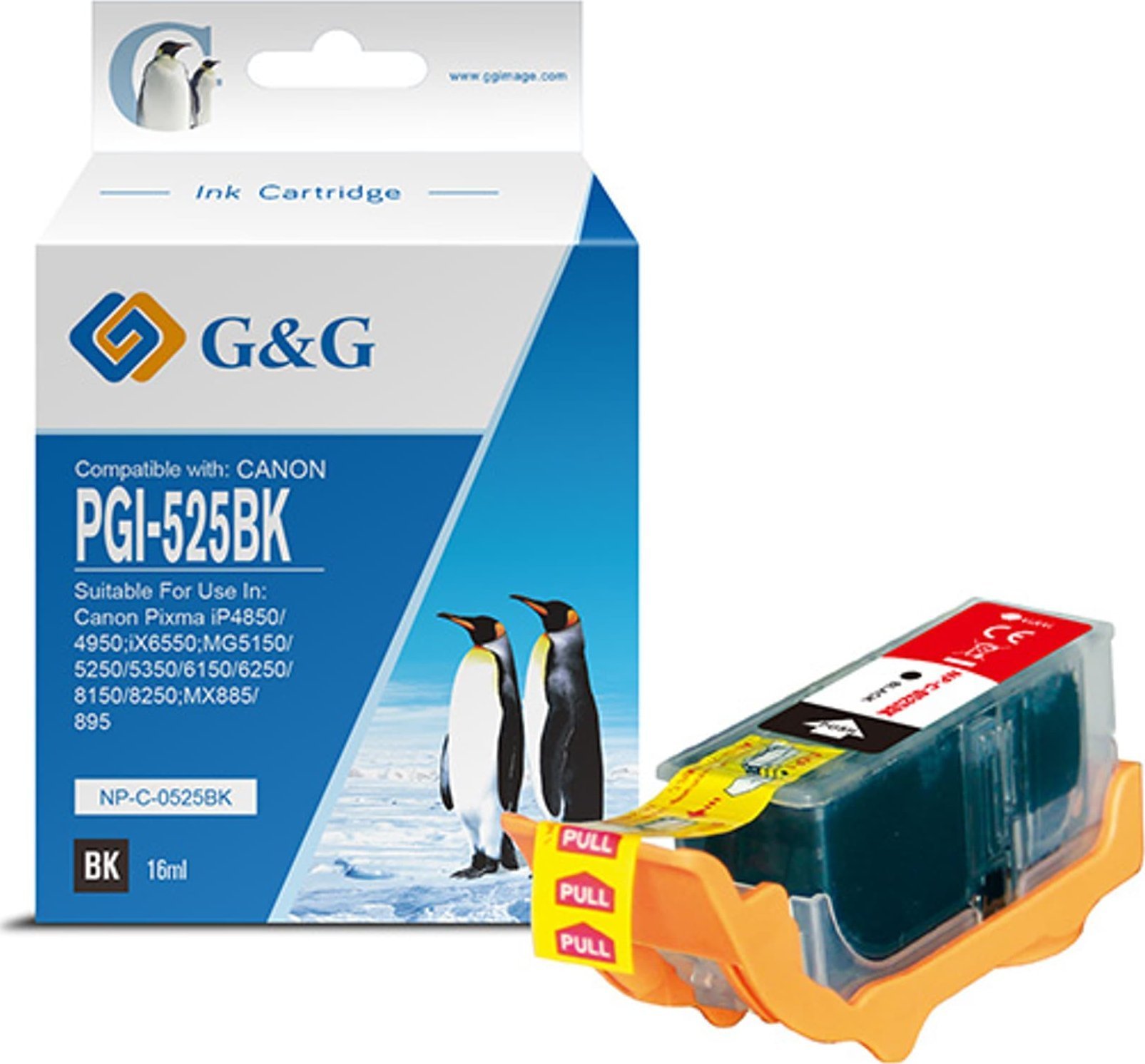 G&G Cerneală/cerneală compatibilă G&G cu PGI525PGBK, neagră, 340s, NP-C-0525BK, pentru Canon Pixma MG5150, 5250, 6150, 8150