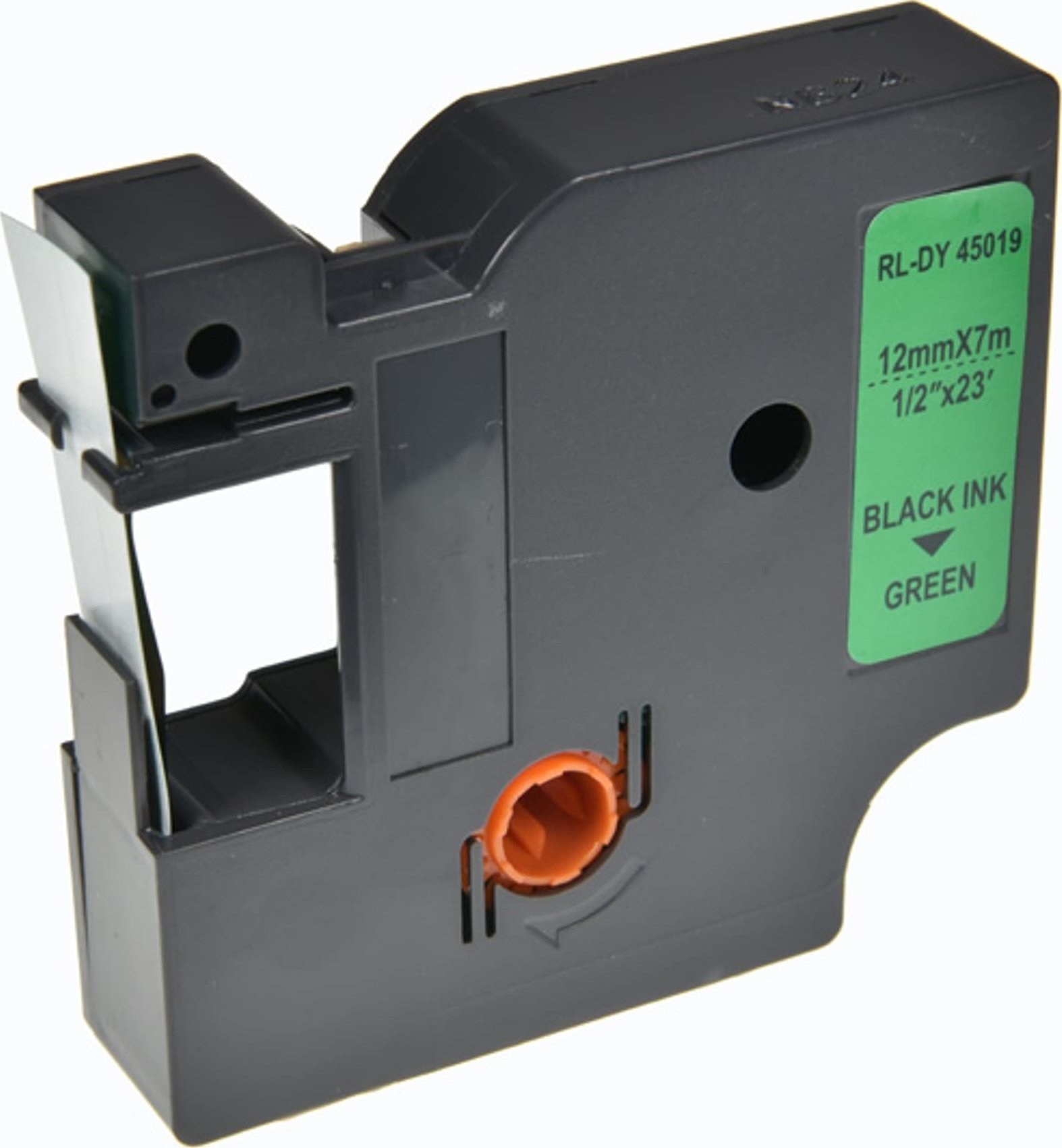 G&G Panglică compatibilă cu aparatul de etichetare G&G, pentru Dymo, RL-DY-45019-BK, S0720590, 45019, imprimare neagră/Suport verde, 7m, 12mm, D1