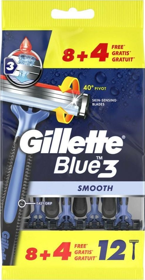 Aparat de ras Gillette Blue3 Smooth,12buc,unică folosință
