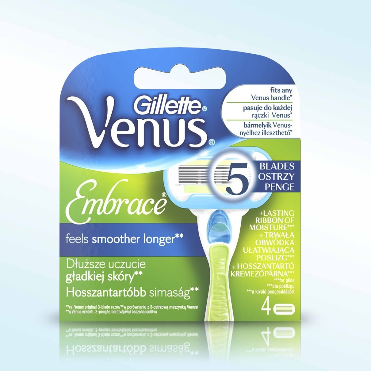 Cartușe de ras Gillette Venus Embrace, 4 buc, unică folosință, Cu bandă hidratantă