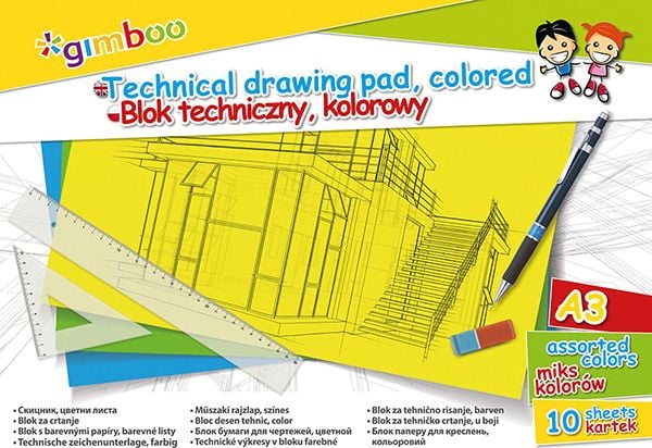 Hartie si produse din hartie - Bloc tehnic Gimboo A3 10k culori asortate