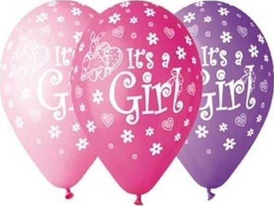 GMR Baloane cu imprimeu pentru o fata It's a Girl - 30 cm - 5 buc universale