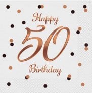Șervețele GoDan B&C Happy 50 Birthday alb 33x33 20buc