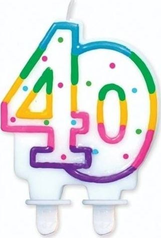 Lumanare GoDan pentru al 40-lea cu chenar colorat si puncte - 1 buc universal