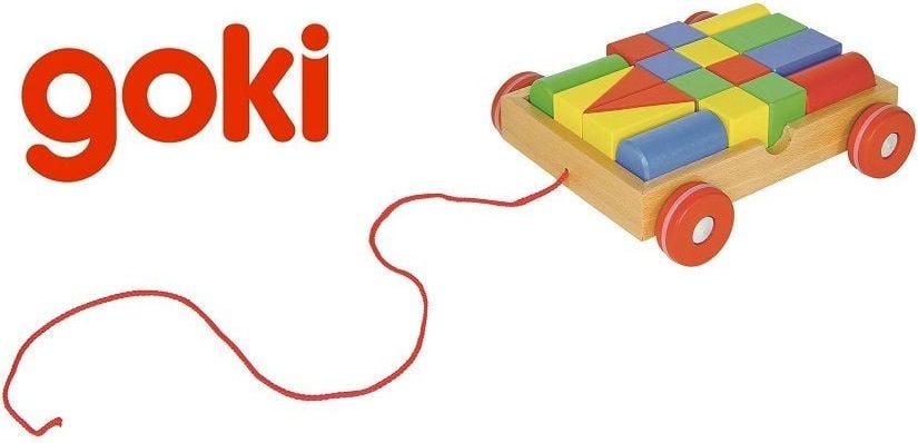 Carucior pentru pitici, Goki basic, 18 cuburi lemn