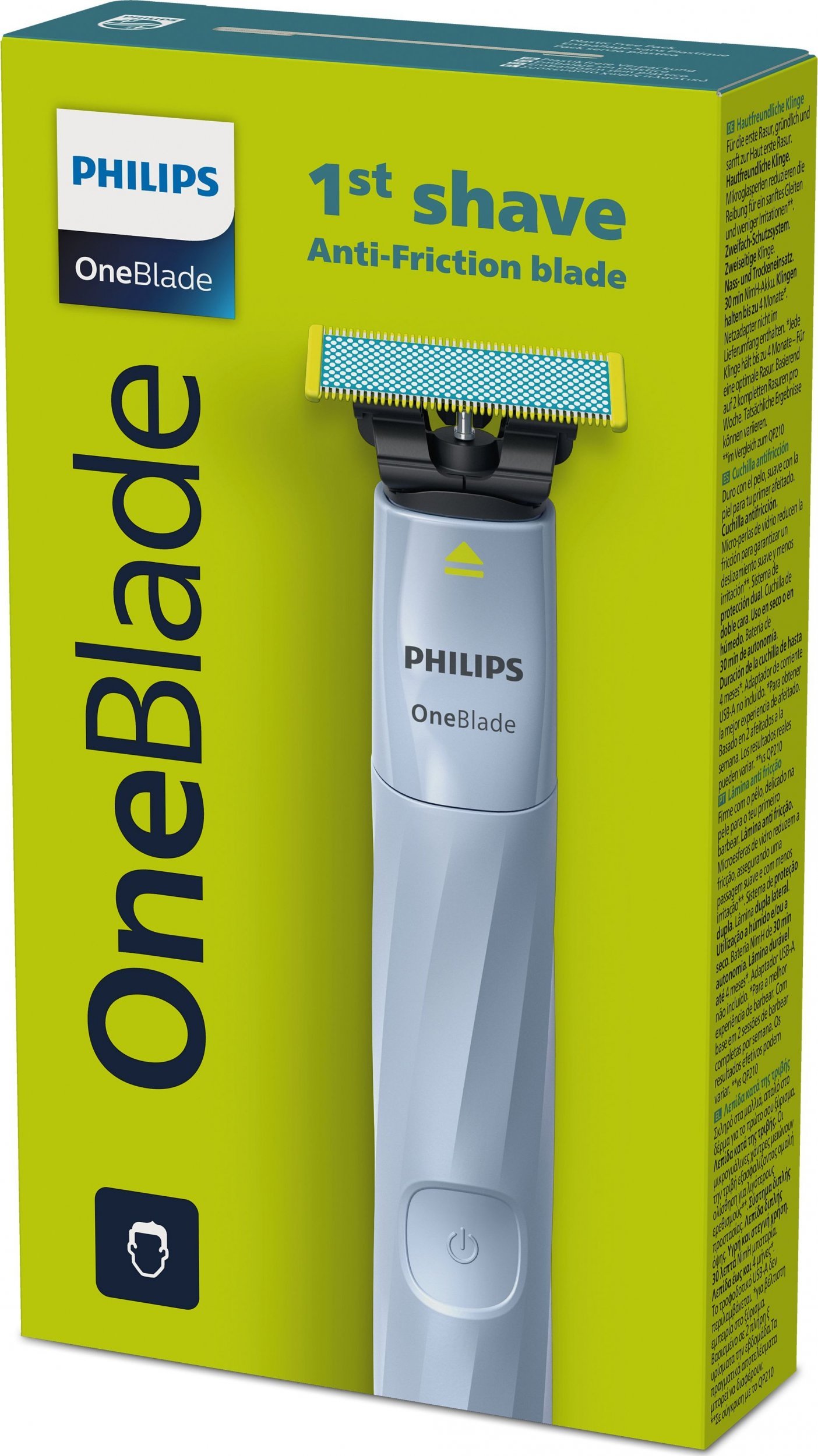 Aparate de ras electrice - Aparat de ras Philips  OneBlade First Shave Qp1324/20,
Hibrid,
Uscat si umed,
Reîncărcabil,Durata de viata a bateriei
30 minute,
Albastru