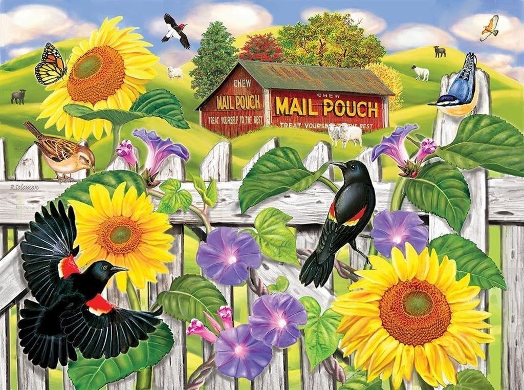Graf-ika Puzzle 1000 de floarea soarelui și păsări de Rosalyn Solomon