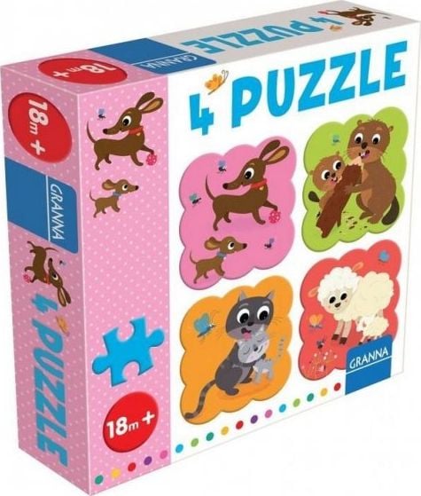 Granna Puzzle cu un teckel, 4 puzzle-uri, 4 elemente