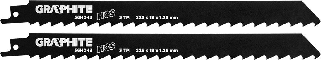 Pânze de ferăstrău cu baionetă din grafit (pânză de ferăstrău alternativ, HCS, 225 x 19 x 1,25 mm, 3TPI, set de 2)