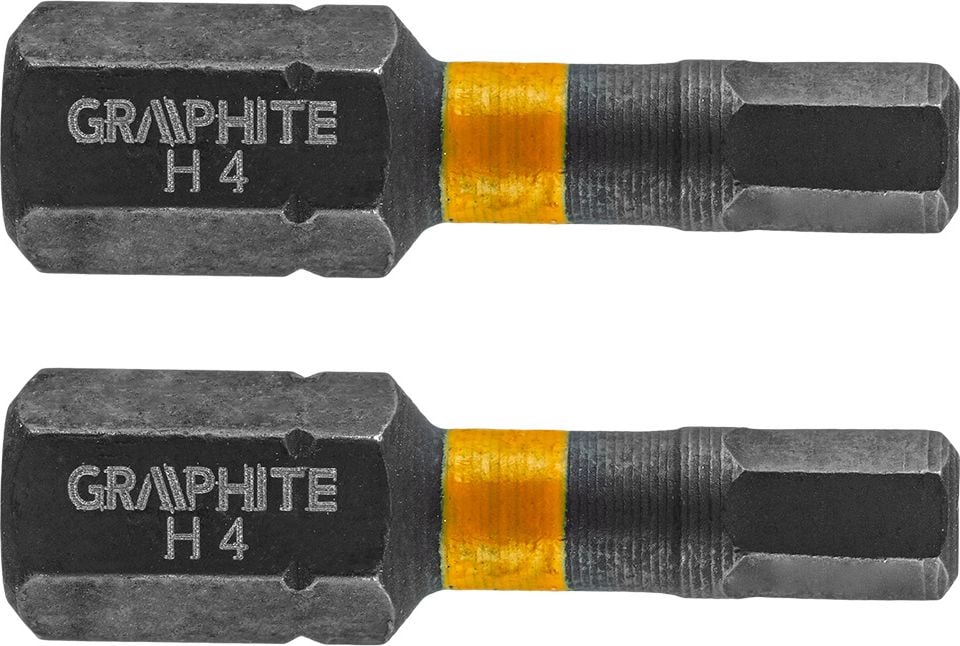 Graphite Końcówka wkrętakowa (Bity udarowe HEX4 x 25 mm, 2 szt.)