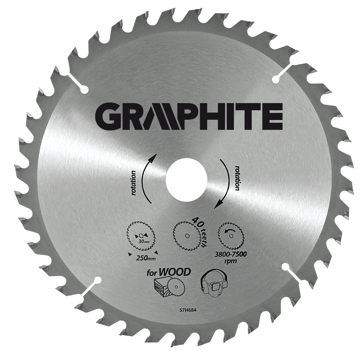 Ferăstrău circular din grafit 190x30x3.2mm 50 dinți. - 57H672