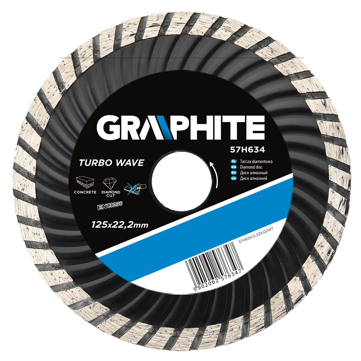 Graphite Tarcza diamentowa 180x22,2mm turbo wave - 57H636