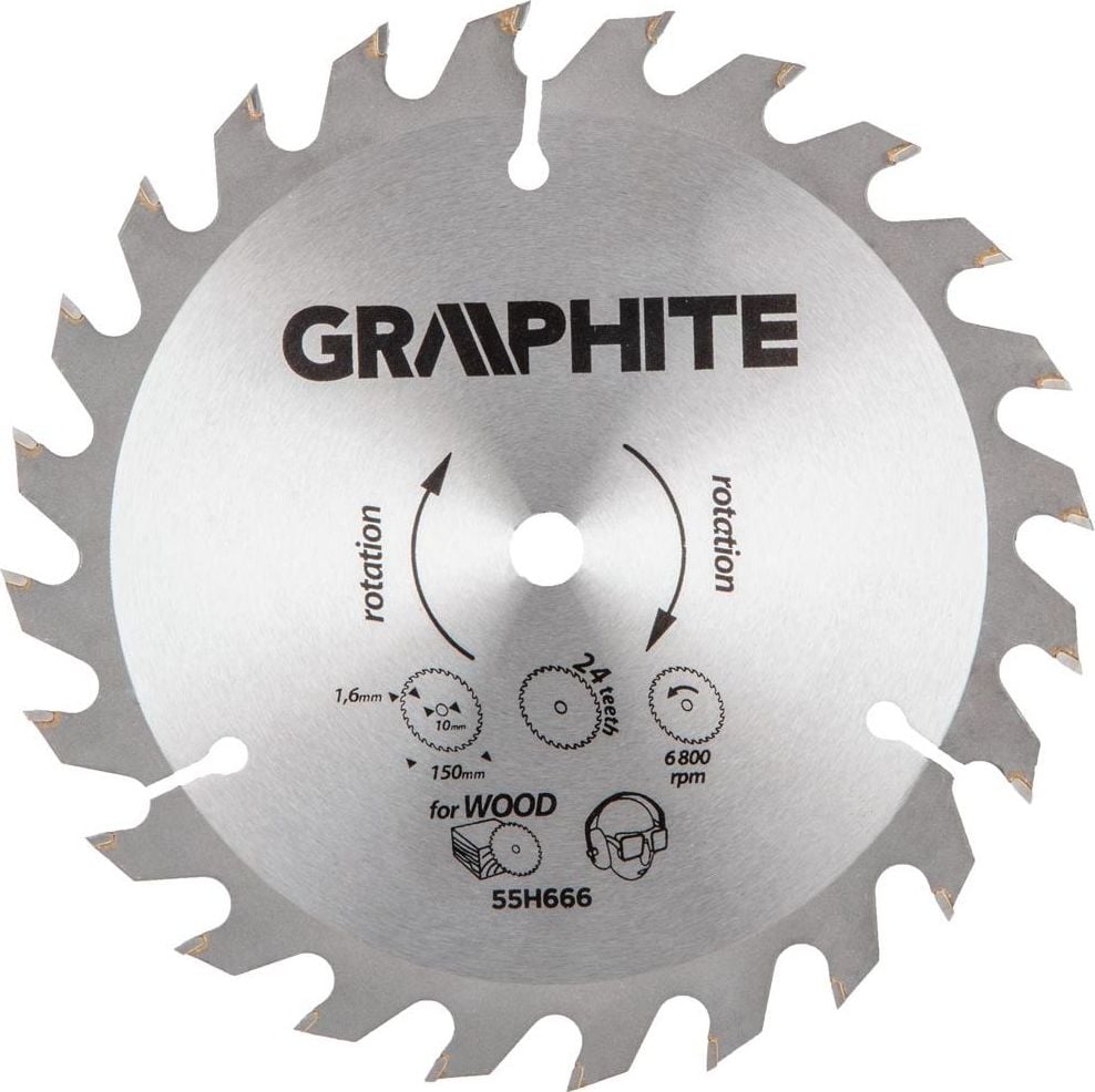 Graphite Tarcza do pilarki (Circular saw blades with HM tips 150x10mm, 1.6 mm , 24 teeth, Energy+)