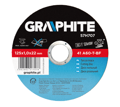 Graphite Tarcza tnąca do metalu 125x1.6x22 mm 41 A60-T-BF (57H700)