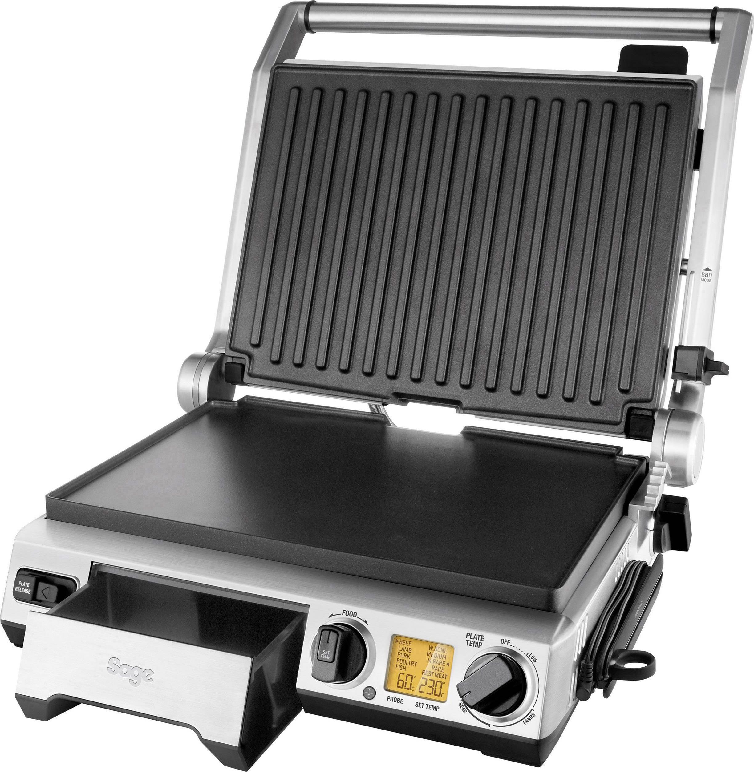 Gratare electrice - Gratar electric Sage Smart Grill Pro, otel, 2400W, argintiu/negru