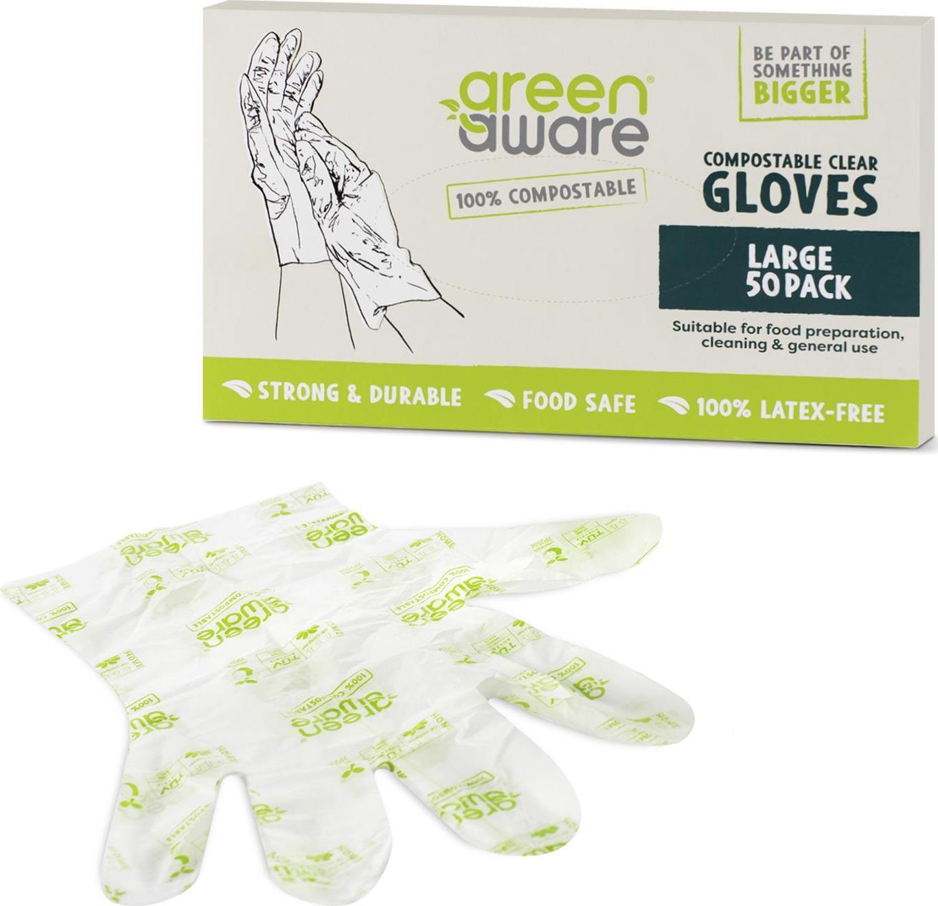 GreenAware GreenAware, manusi de unica folosinta compostabile, marimea L, 50 buc.