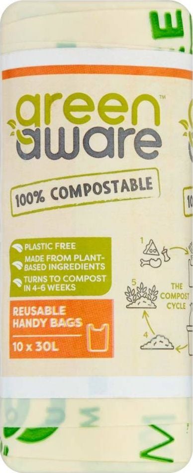 GreenAware GreenAware, pungi reutilizabile compostabile, tricou, 30L, 10 buc.