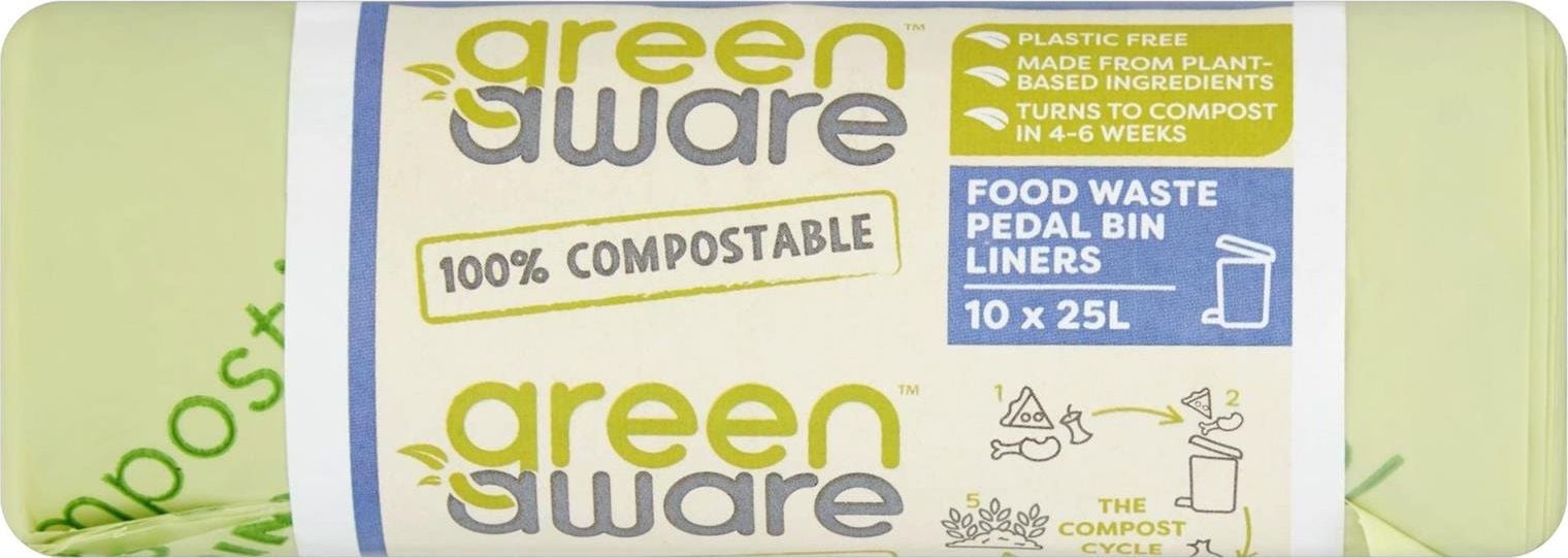 GreenAware GreenAware, Saci compostabile pentru deseuri alimentare 25L, 10 buc.