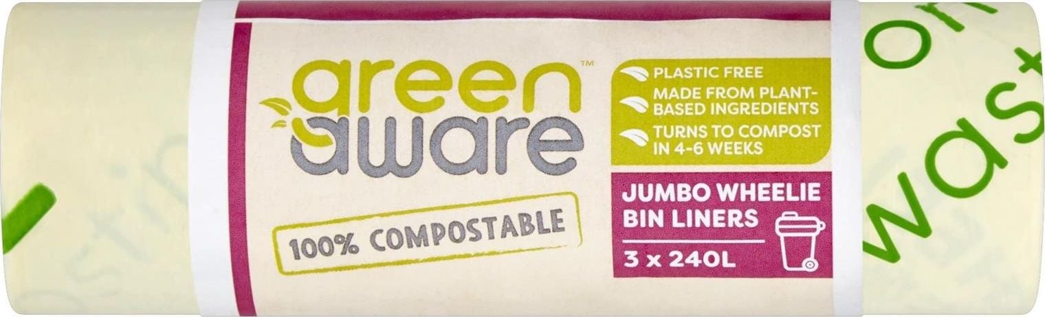 GreenAware GreenAware, Saci compostabili pentru deseuri alimentare, 240L, 3 buc.