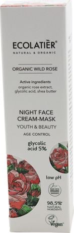 ECOLATIER Organic Wild Rose Krem-maska do twarzy przeciwstarzeniowy na noc - cera dojrzaÅ‚a 50ml