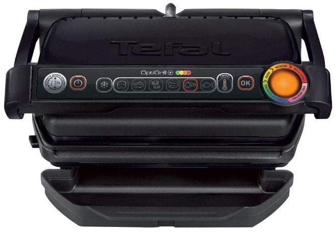 Gratare electrice - Grill electric Tefal OPTIGRILL+ GC7128/50, 2000W, 6 programe automate de gatit, Senzor automat pentru gatit, Placi detasabile, Negru