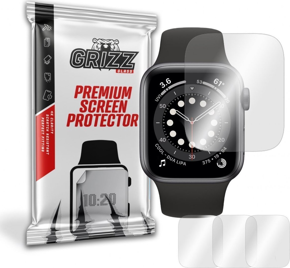 Accesorii Smartwatch - Set 3 folii protectie smartwatch, Grizz Glass GRZ1065, Hydrogel, Silicon, Compatibil cu Apple Watch 41mm, Transparent