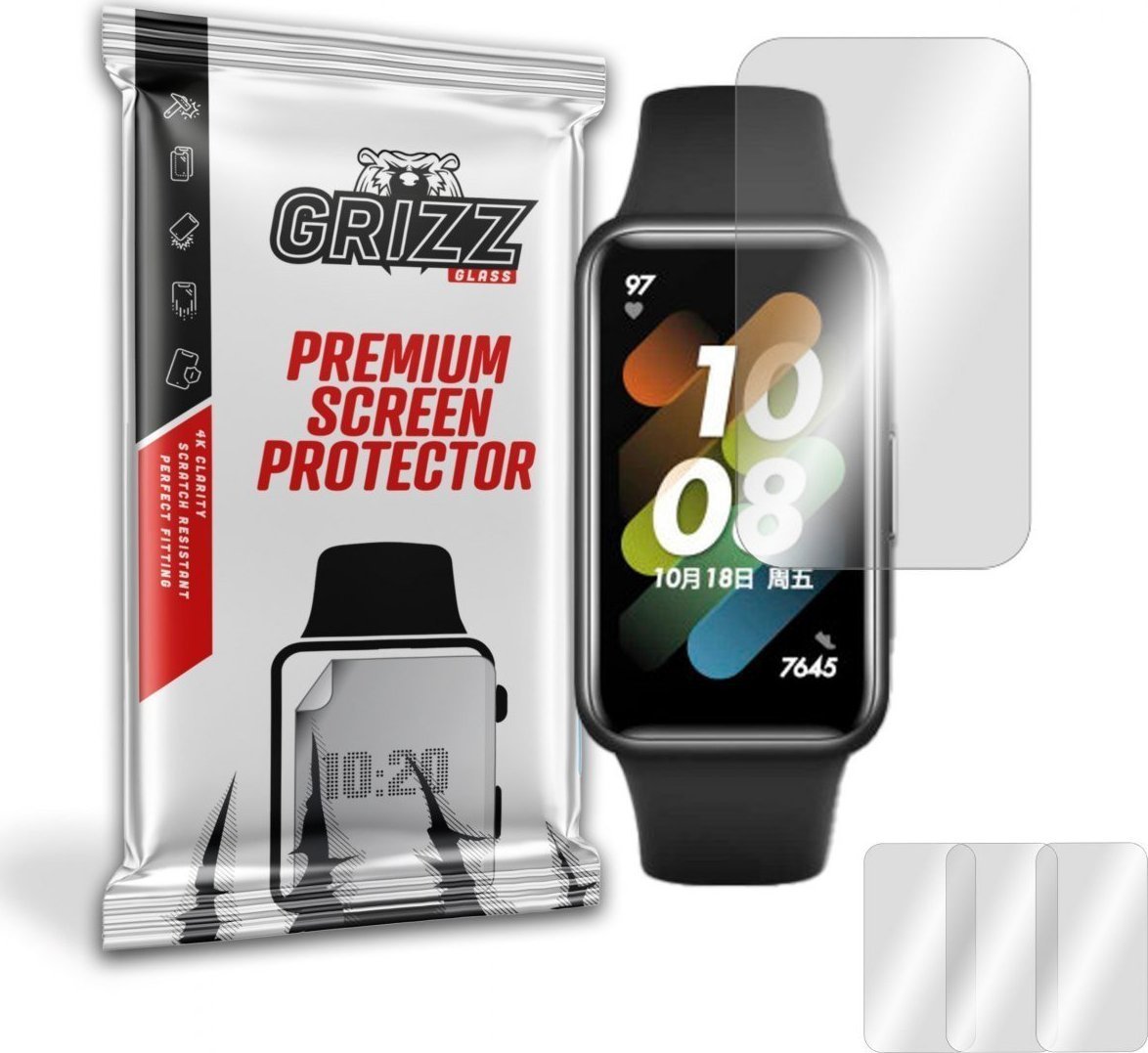 Set 3 folii protectie ecran GrizzGlass HydroFilm pentru Huawei Band 7 NFC,