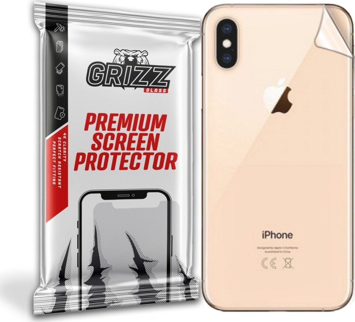 Folie protectie spate, GrizzGlass UltraSkin pentru Apple iPhone Xs