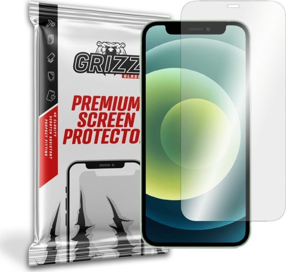 Folie protectie telefon, Grizz Glass, Sticla, Compatibil cu Apple iPhone 12, Transparent