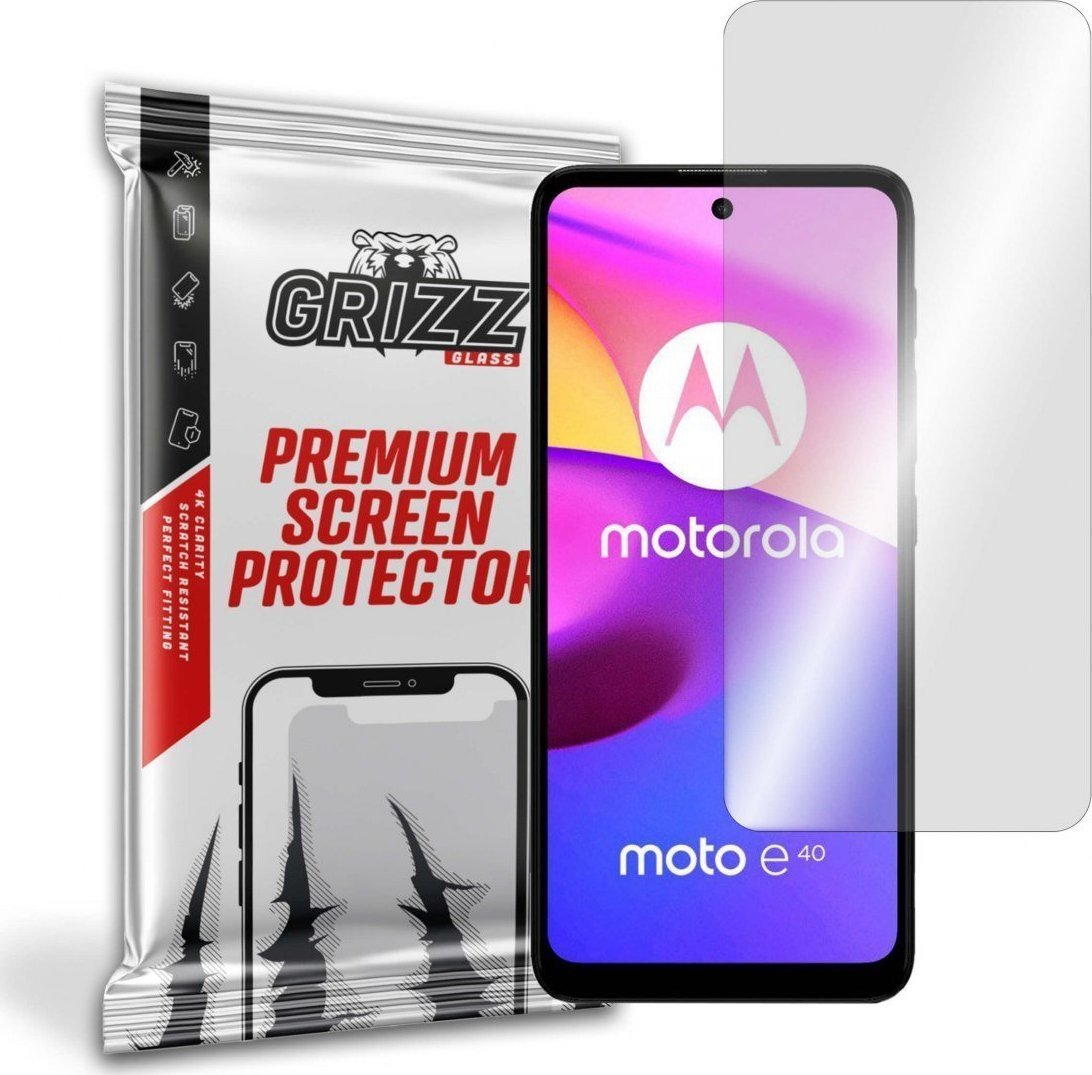 Folii protectie telefoane - Folie de protectie Grizz Glass, Sticla hibrida, Compatibil Motorola Moto E40, Transparent