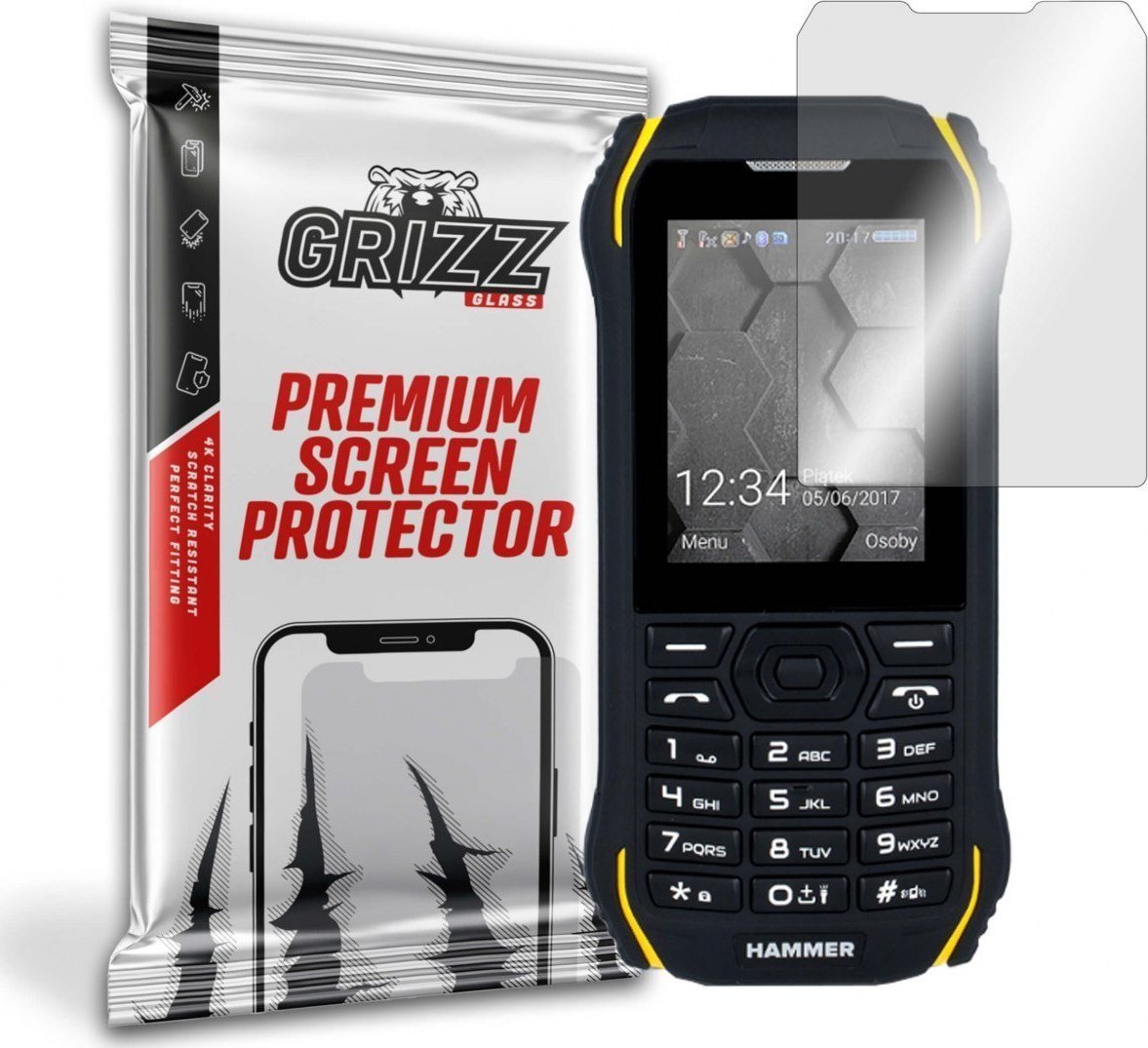 Folie protectie telefon, Grizz Glass, Sticla, Compatibil cu MyPhone Hammer Delta, Transparent