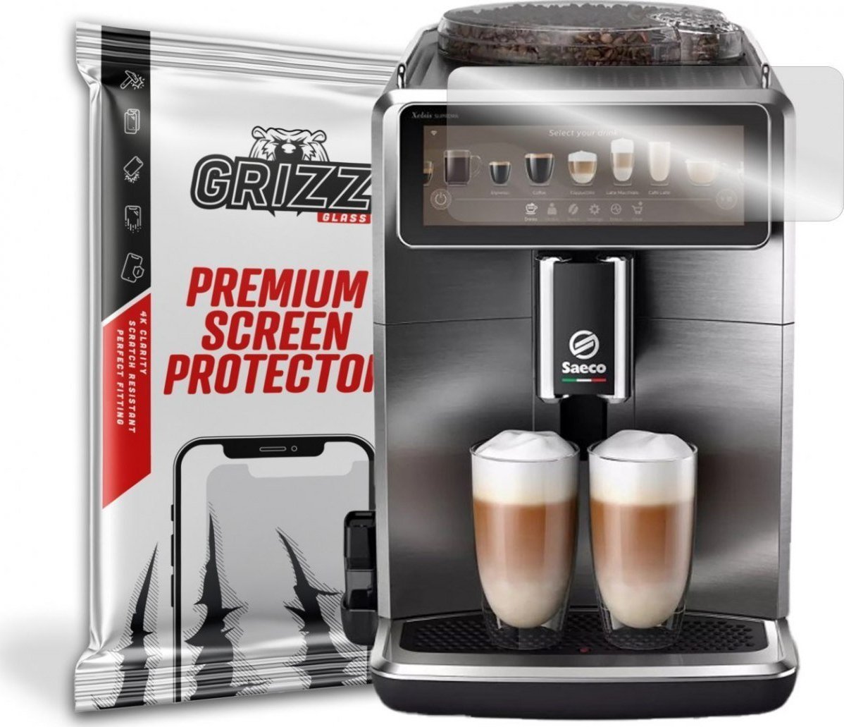 Accesorii si piese aparate cafea - Folie protectie ecran GrizzGlass HybridGlass pentru Saeco SM8889/00 Xelsis Suprema, Sticla, Transparent