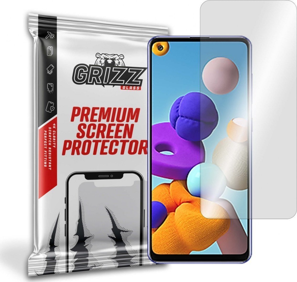 Folie protectie telefon, Grizz Glass, Sticla, Compatibil cu Samsung Galaxy A21s, Transparent