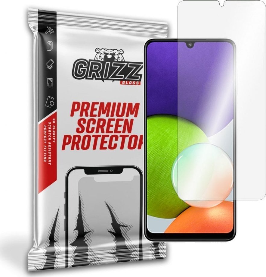 Folie protectie telefon, Grizz Glass, Sticla, Compatibil cu Samsung Galaxy A22, Transparent