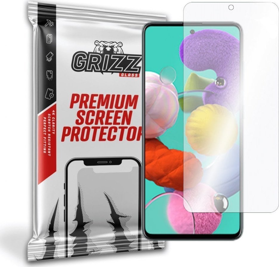 Folie protectie telefon, Grizz Glass, Sticla, Compatibil cu Samsung Galaxy A51, Transparent