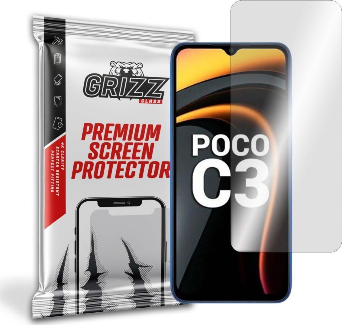 Folie de protectie Grizz Glass, Sticla hibrida, Compatibil Xiaomi Poco C3, Transparent