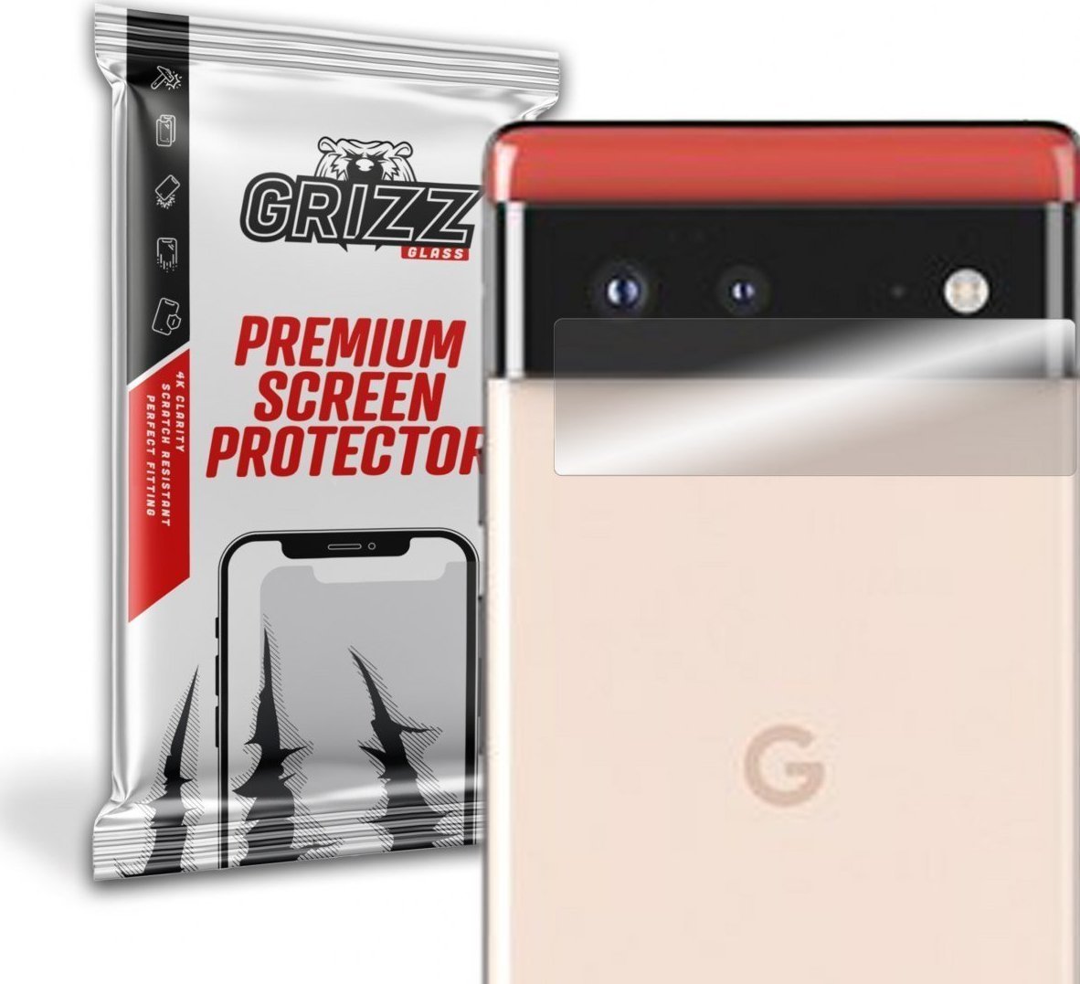Folie de protectie camera foto, Grizz Glass, Sticla hibrida, Compatibil Google Pixel 6, Transparent