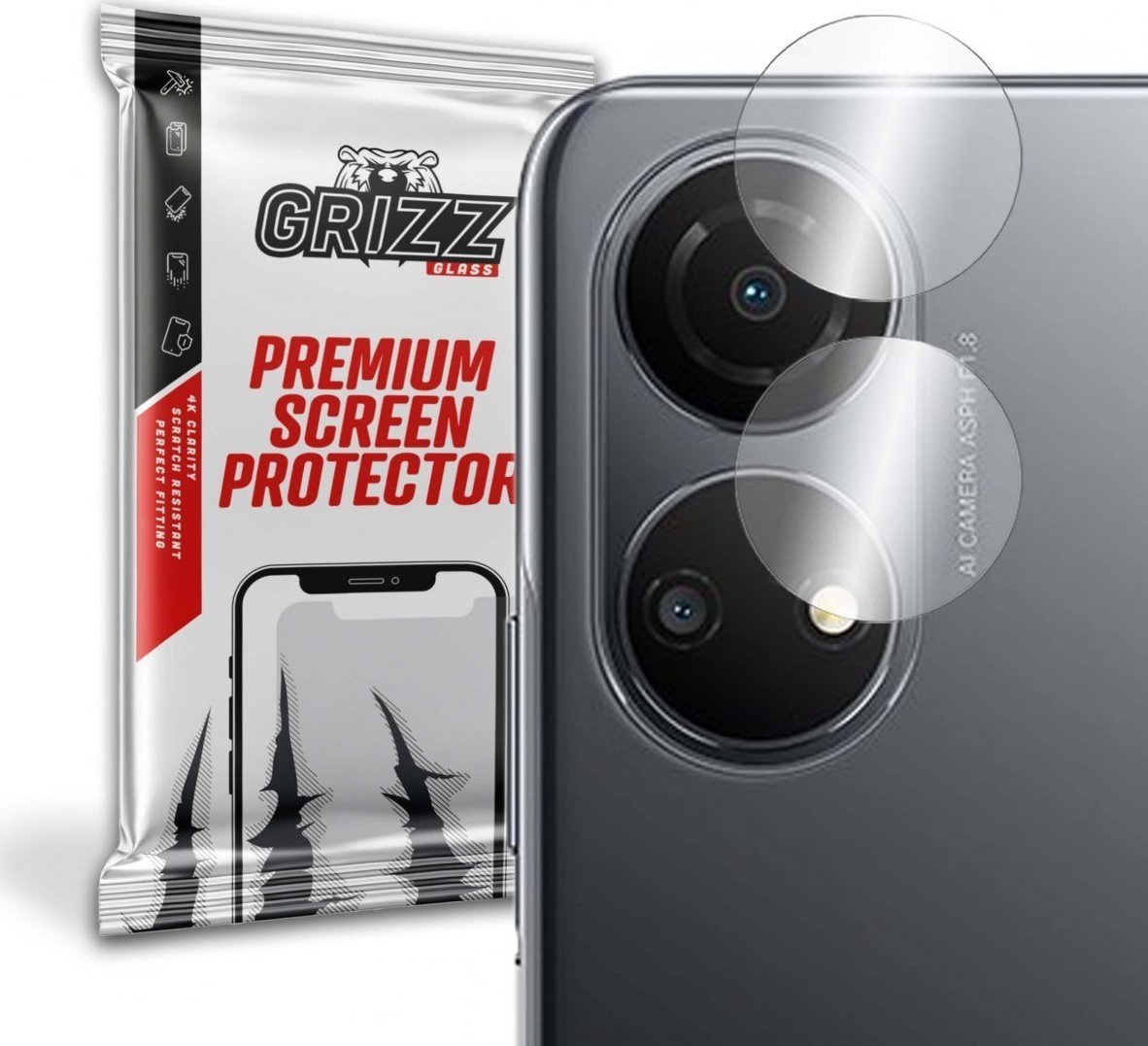 Folie de protectie camera foto, GrizzGlass HybridGlass Camera de sticla hibrida pentru lentile pentru Honor Play 30 Plus