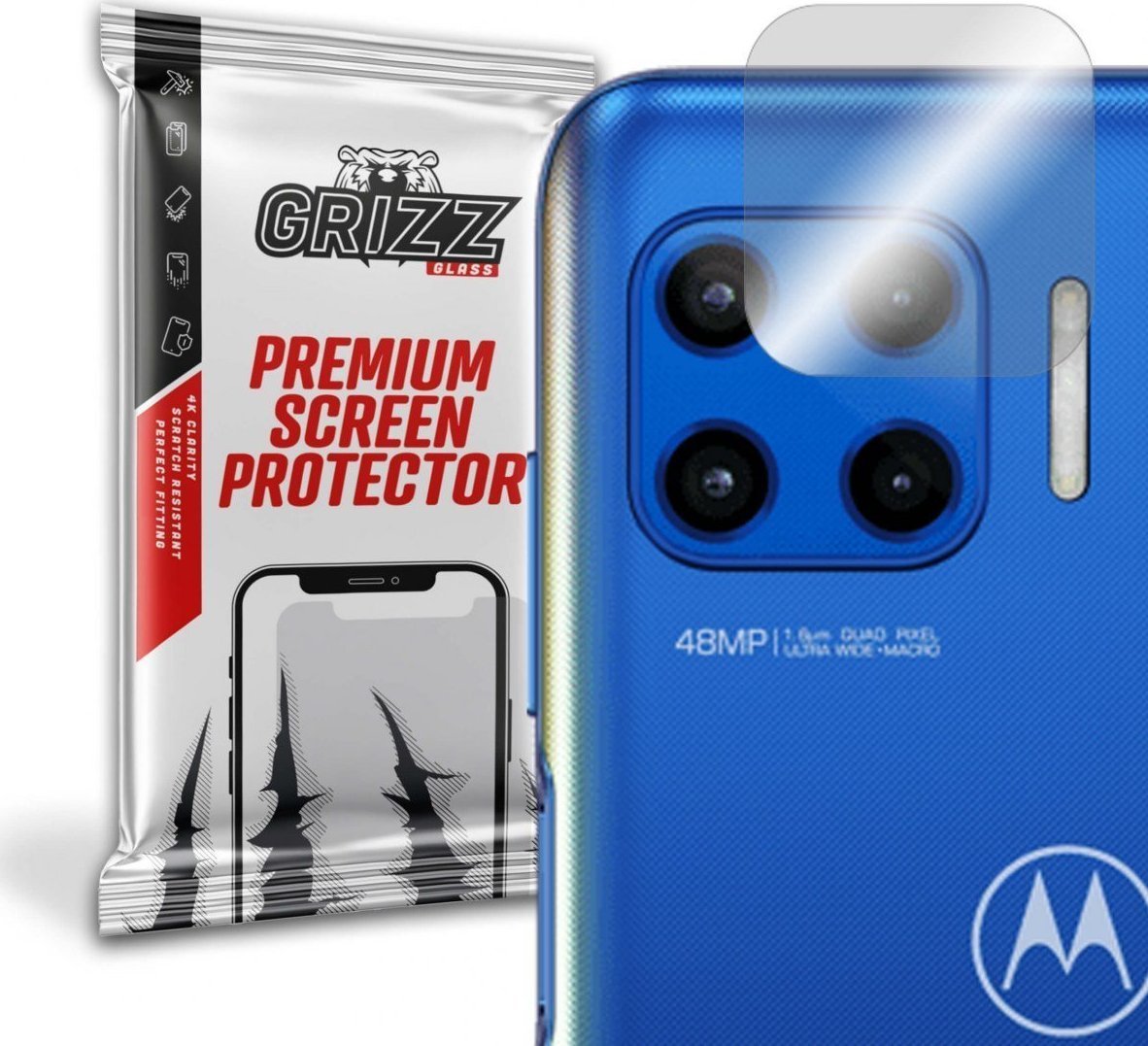 Folie de protectie camera foto, Grizz Glass, Sticla hibrida, Compatibil Motorola Moto G 5G Plus, Transparent