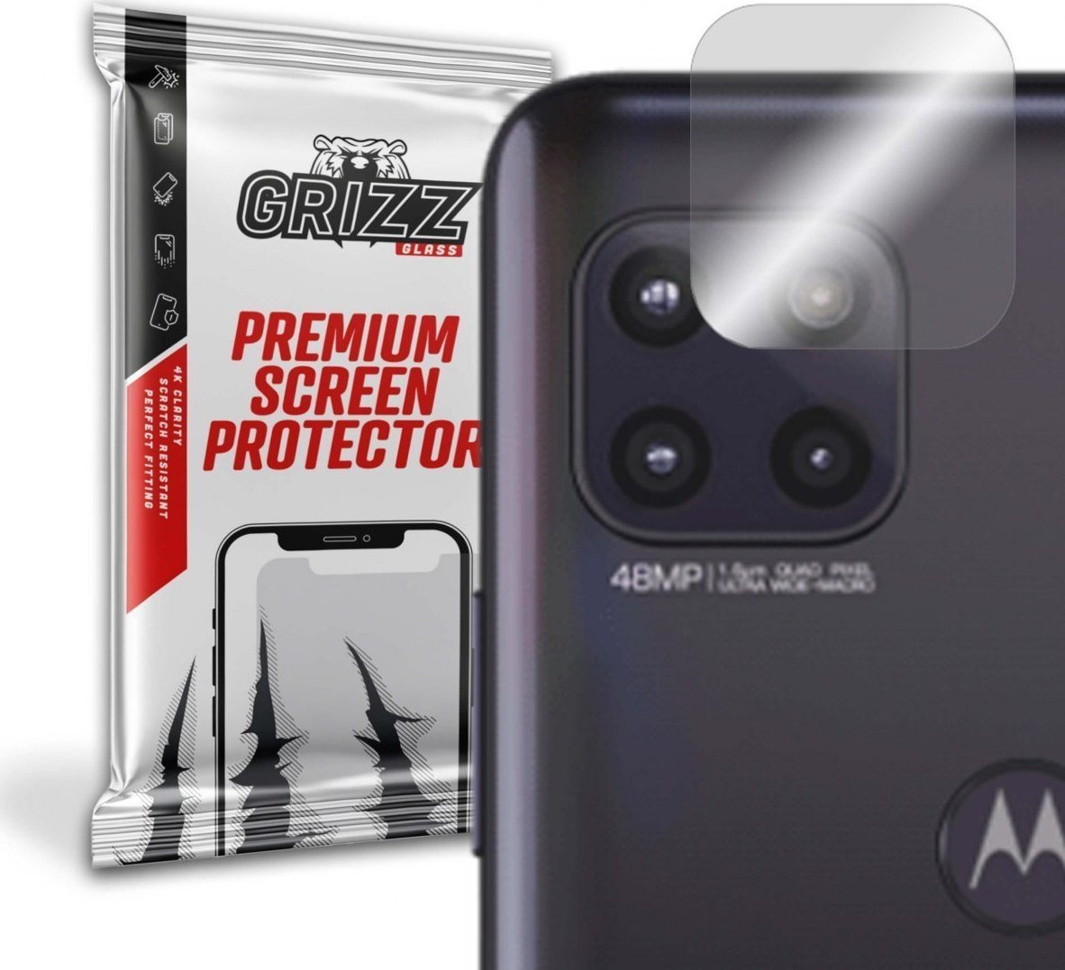 Folie de protectie camera foto, GrizzGlass HybridGlass Camera de sticla hibrida pentru Motorola Moto G 5G, Transparent